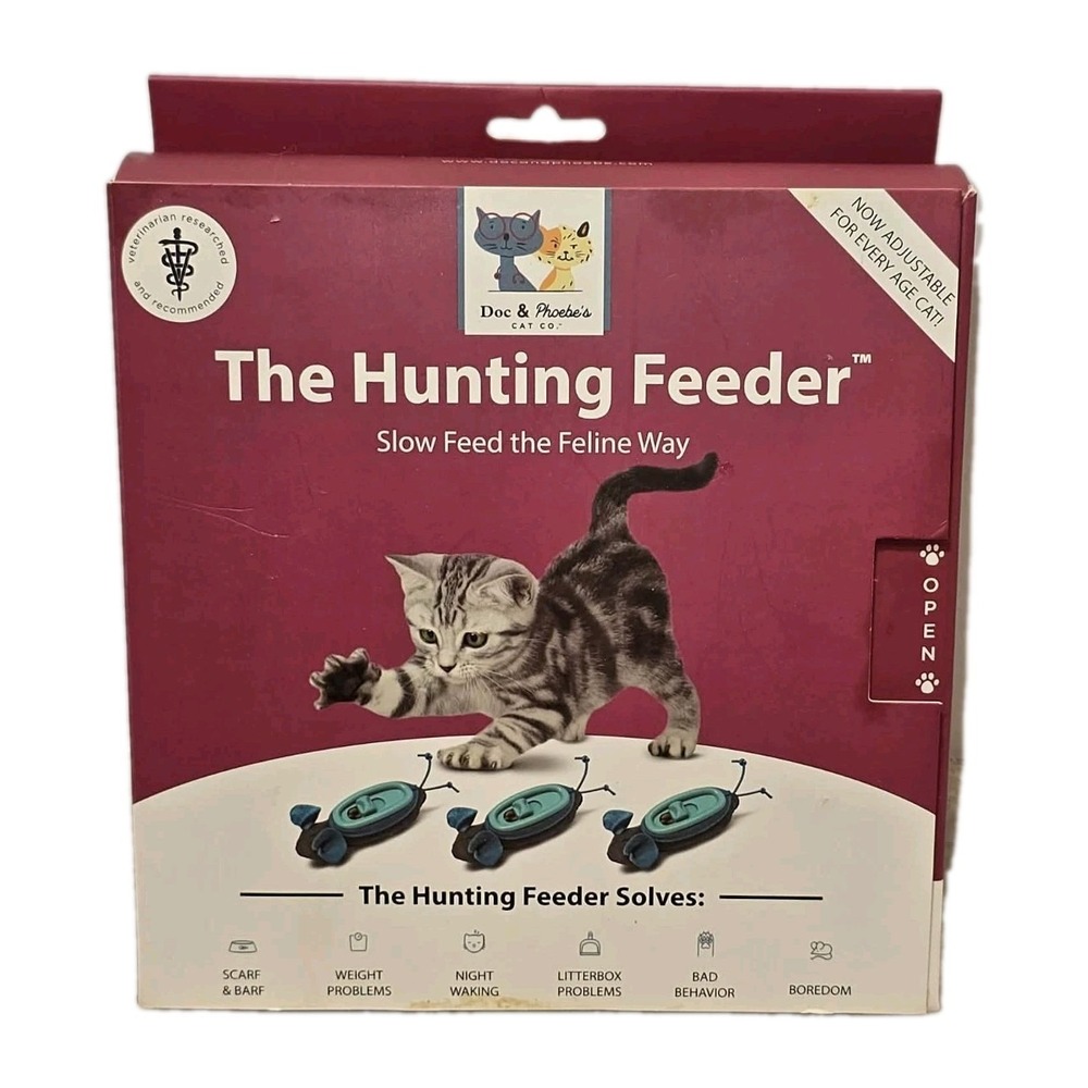 Doc & Phoebe's Hunting Feeder Slow Feed‎ Cat Feeding System 3 Mice New